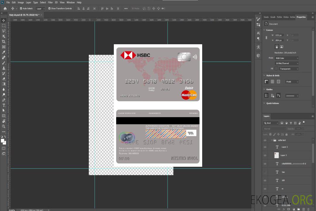 Mastercard de la banque HSBC Australie template Mastercard de la banque HSBC Australie template